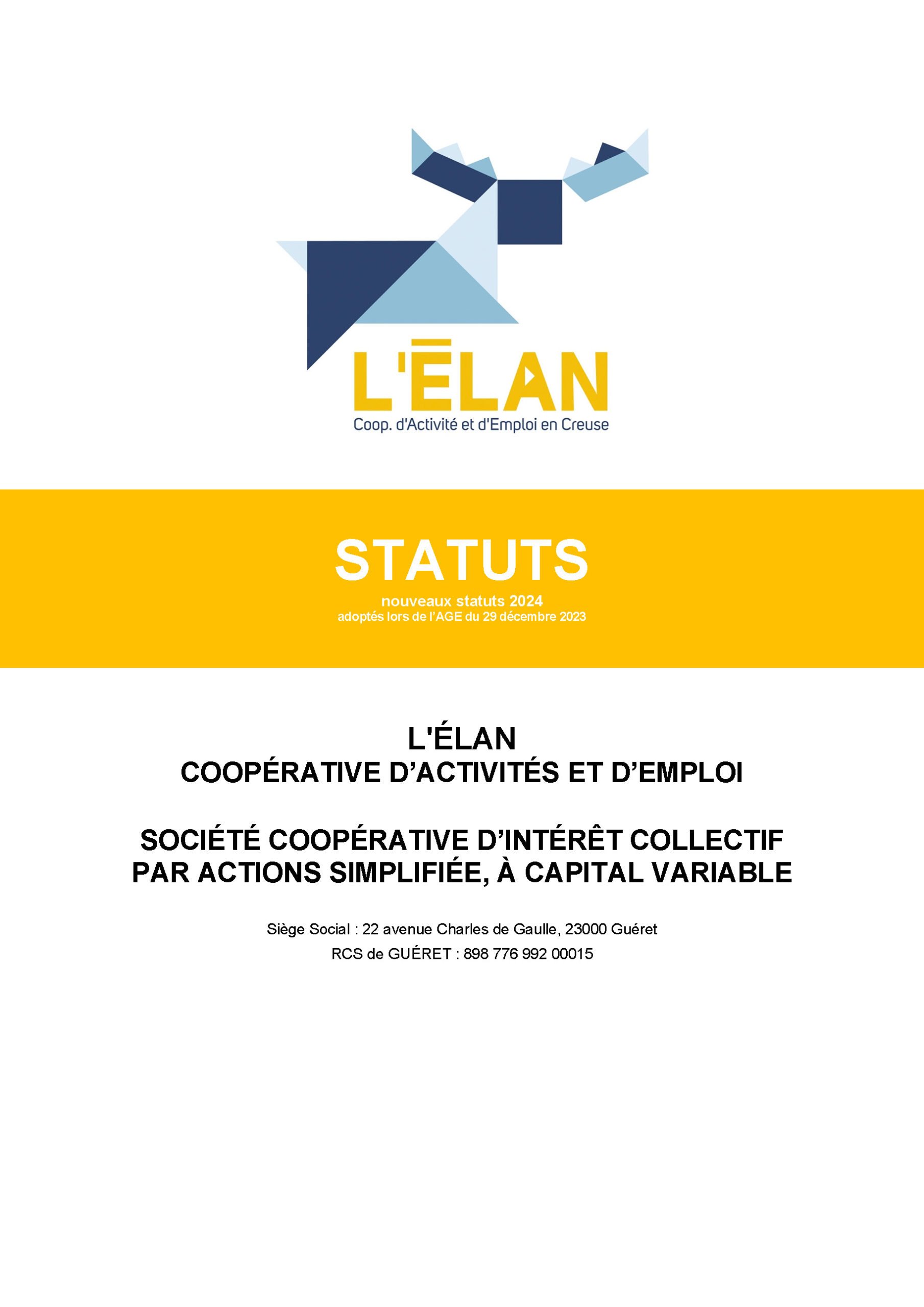 SCIC SAS L’ÉLAN – STATUTS – 2024
